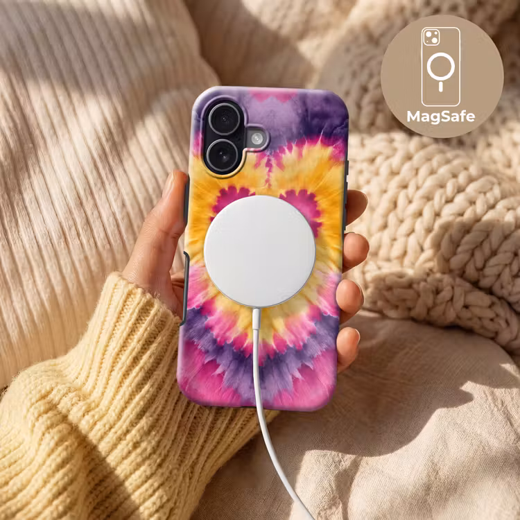 Tie dye - Hartvorm - Vlammen - Oranje Toughcase MagSafe Apple iPhone 17 klein -USP_MagsafeV