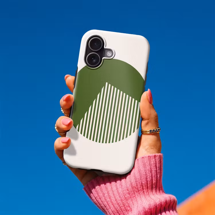 Cirkel - Strepen - Geometrisch - Abstract - Groen Toughcase MagSafe Apple iPhone 17 klein -Sfeer1V