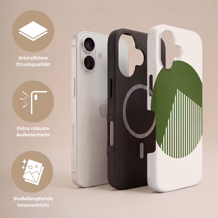 Cirkel - Strepen - Geometrisch - Abstract - Groen Toughcase MagSafe Apple iPhone 17 klein -USP_Lagen_DE