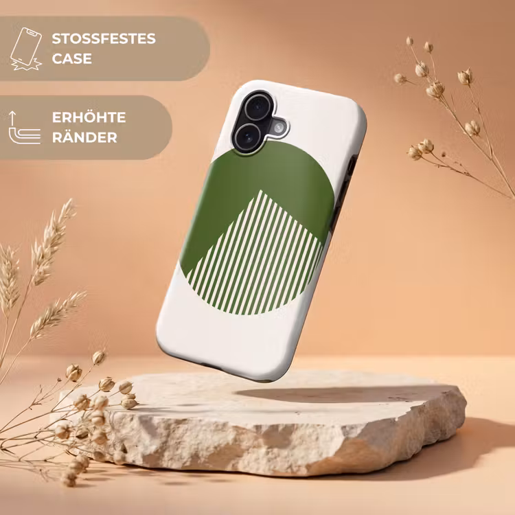 Cirkel - Strepen - Geometrisch - Abstract - Groen Toughcase MagSafe Apple iPhone 17 klein -USP_RandenV_DE