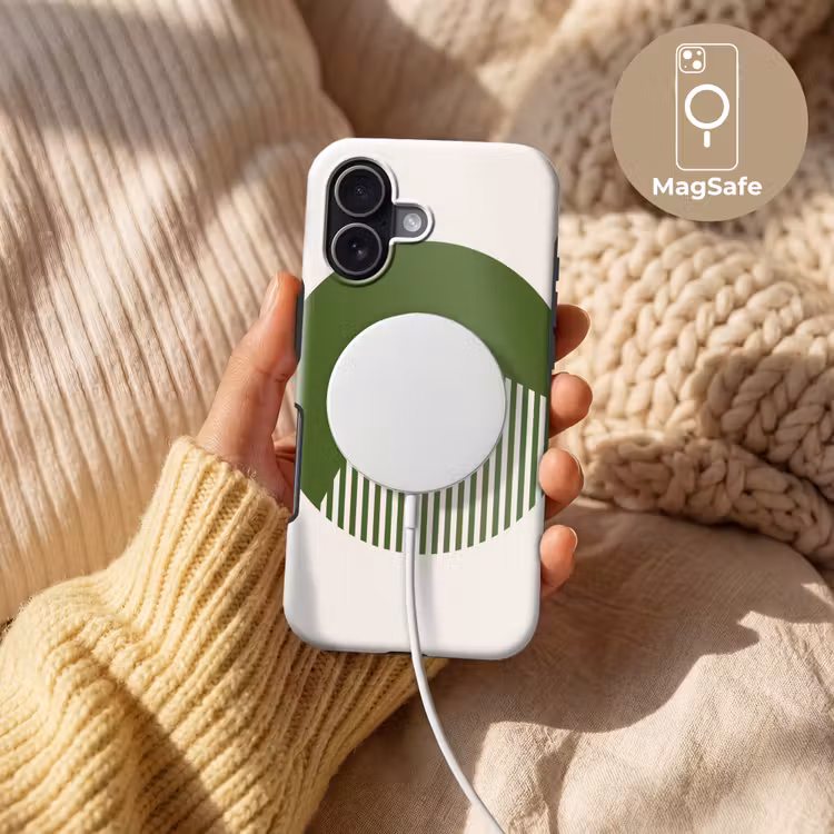 Cirkel - Strepen - Geometrisch - Abstract - Groen Toughcase MagSafe Apple iPhone 17 klein -USP_MagsafeV