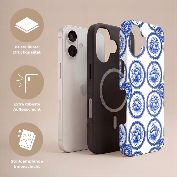 Cirkels - Bloemen - Blauw Toughcase MagSafe Apple iPhone 17 klein 1017 -USP_Lagen_DE