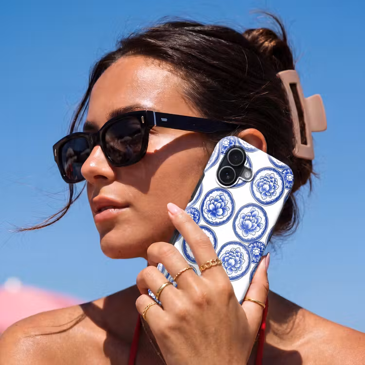 Cirkels - Bloemen - Blauw Toughcase MagSafe Apple iPhone 17 klein 1017 -Sfeer2V