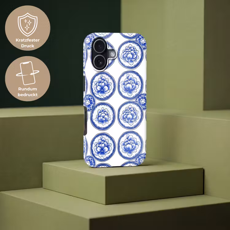Cirkels - Bloemen - Blauw Toughcase MagSafe Apple iPhone 17 klein 1017 -USP_PrintM_DE