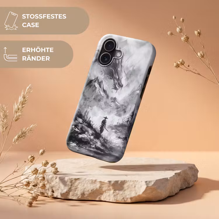 Krijger - Draak - Grijs Toughcase MagSafe Apple iPhone 17 klein -USP_RandenV_DE