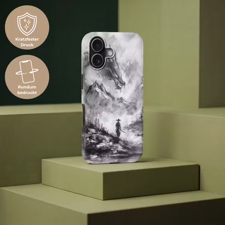 Krijger - Draak - Grijs Toughcase MagSafe Apple iPhone 17 klein -USP_PrintM_DE