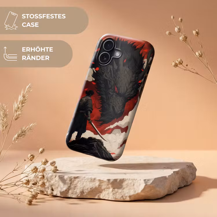 Krijger - Draak - Zwart - Rood - Rook Toughcase MagSafe Apple iPhone 17 klein -USP_RandenV_DE