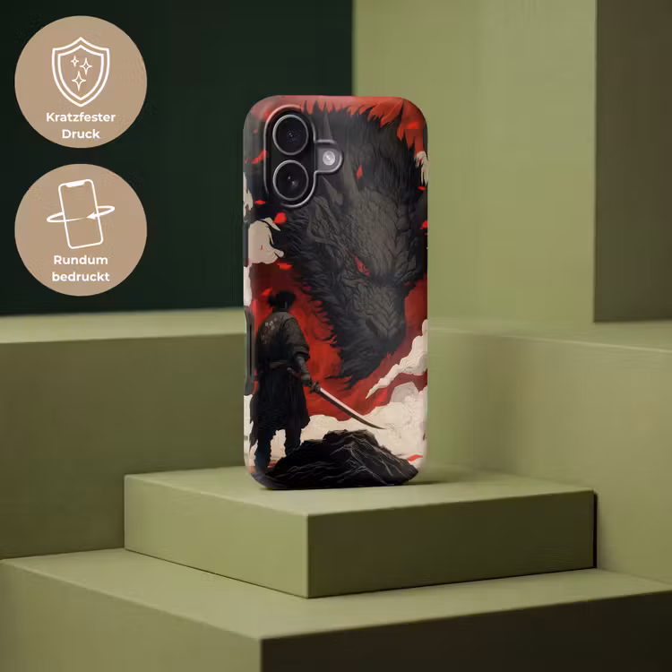 Krijger - Draak - Zwart - Rood - Rook Toughcase MagSafe Apple iPhone 17 klein -USP_PrintM_DE