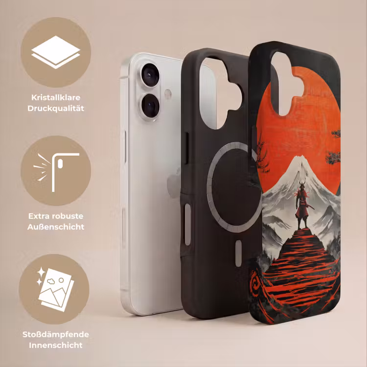 Krijger - Rode trappen - Zon - Berg Toughcase MagSafe Apple iPhone 17 klein -USP_Lagen_DE