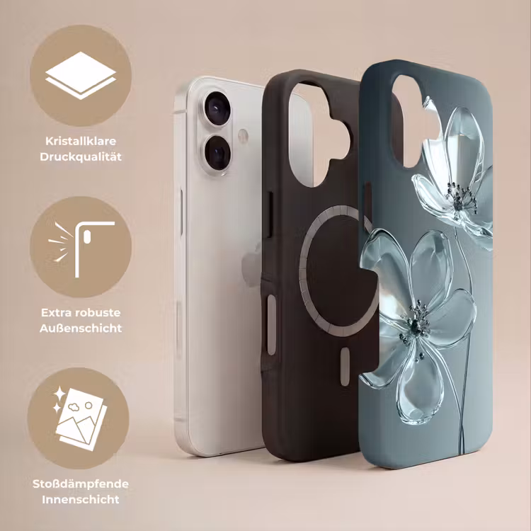 Kristal - Bloemen - Grijs Toughcase MagSafe Apple iPhone 17 klein -USP_Lagen_DE
