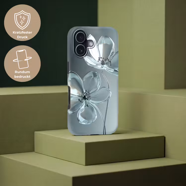 Kristal - Bloemen - Grijs Toughcase MagSafe Apple iPhone 17 klein -USP_PrintM_DE