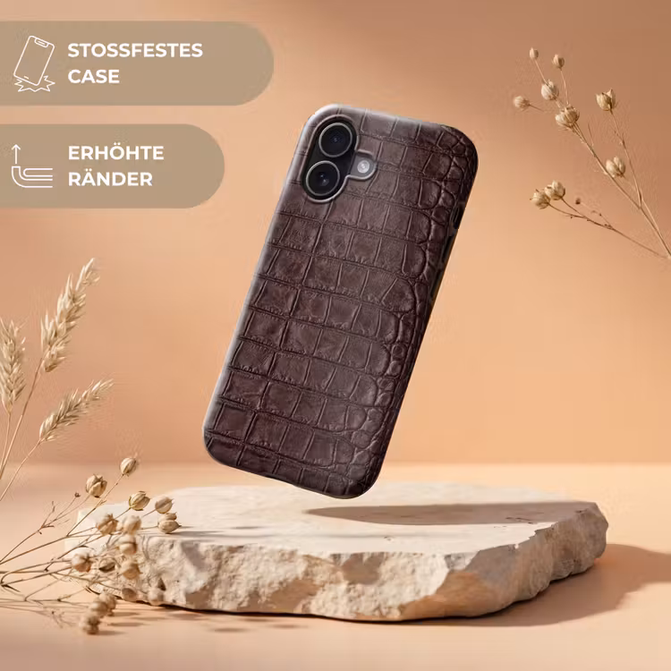 Krokodil - Leer - Bruin Toughcase MagSafe Apple iPhone 17 klein -USP_RandenV_DE