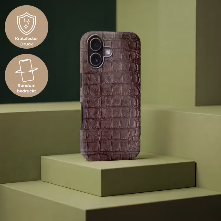 Krokodil - Leer - Bruin Toughcase MagSafe Apple iPhone 17 klein -USP_PrintM_DE