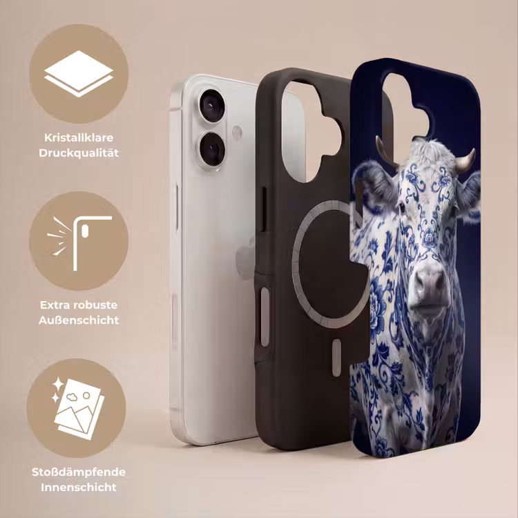 Koe - Delfts - Blauw - Artistiek Toughcase MagSafe Apple iPhone 17 klein -USP_Lagen_DE