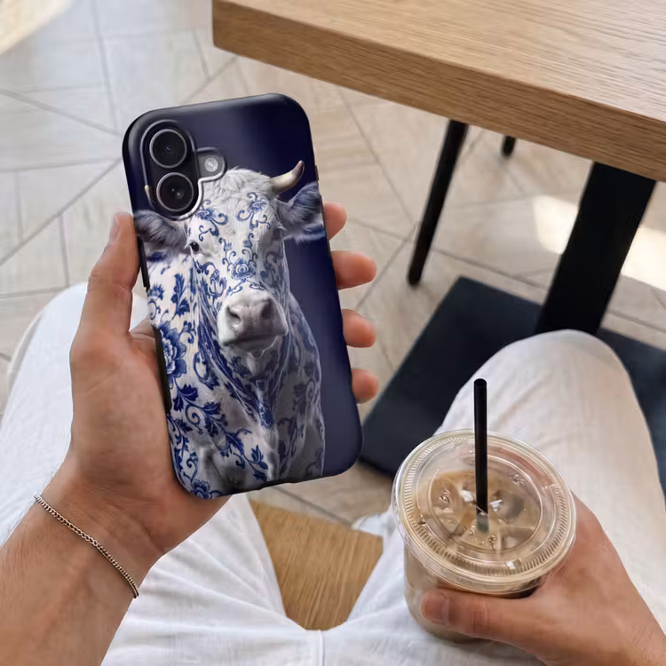 Koe - Delfts - Blauw - Artistiek Toughcase MagSafe Apple iPhone 17 klein -Sfeer1M