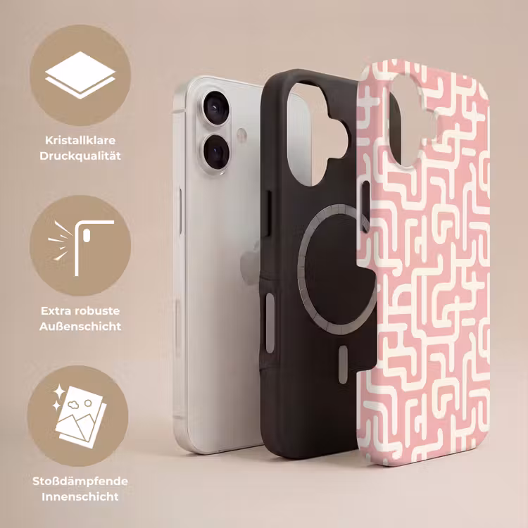 Doolhofpatroon - Roze - Wit - Abstract Toughcase MagSafe Apple iPhone 17 klein 1017 -USP_Lagen_DE