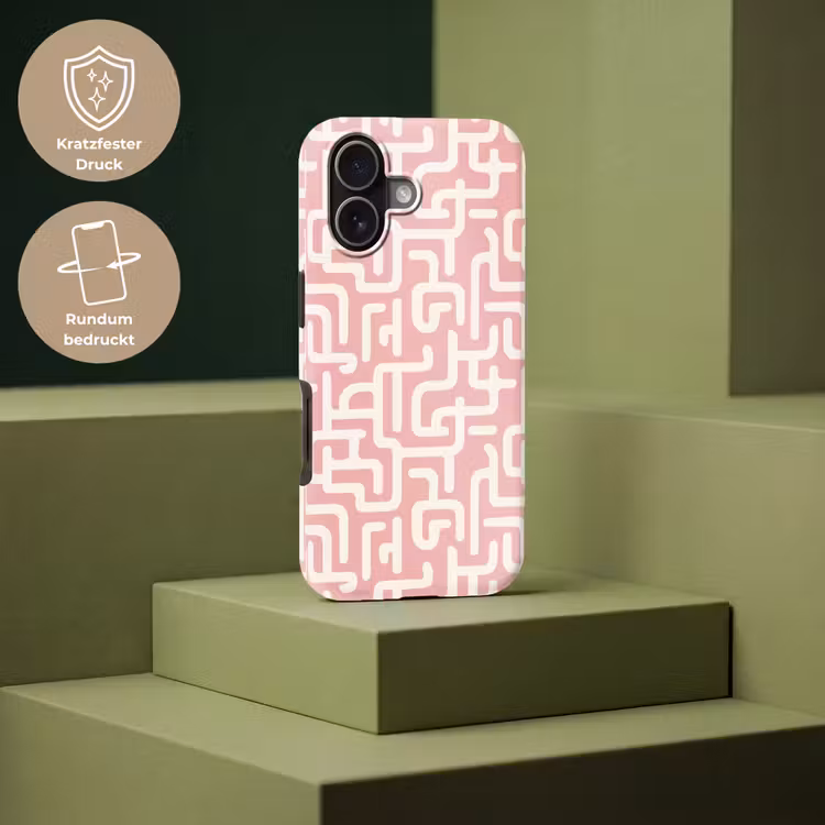 Doolhofpatroon - Roze - Wit - Abstract Toughcase MagSafe Apple iPhone 17 klein 1017 -USP_PrintM_DE