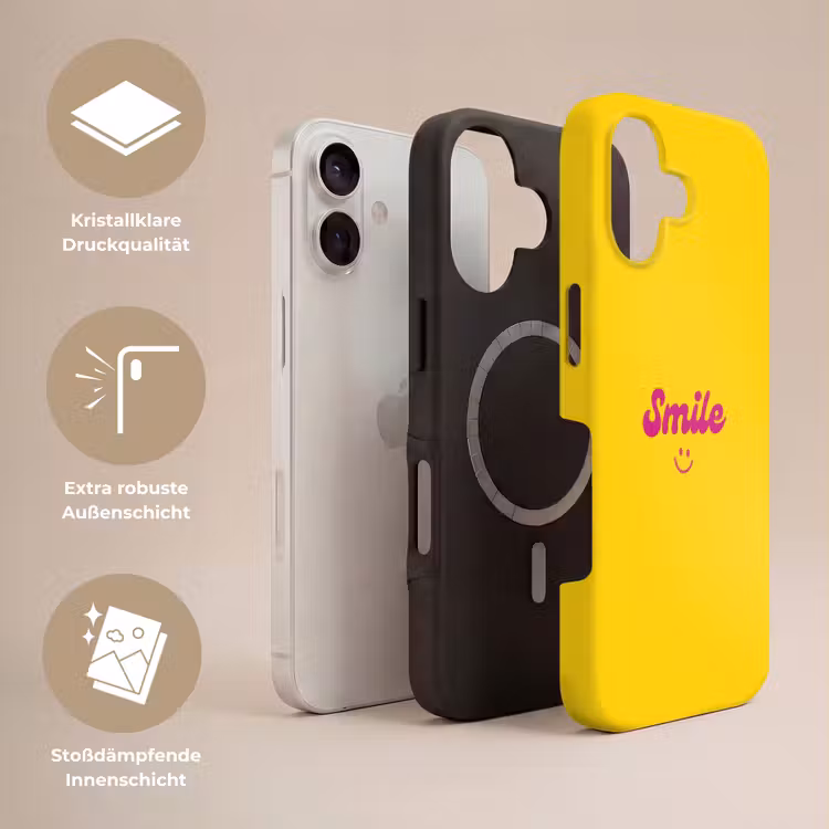 Smile - Geel - Roze Toughcase MagSafe Apple iPhone 17 klein -USP_Lagen_DE