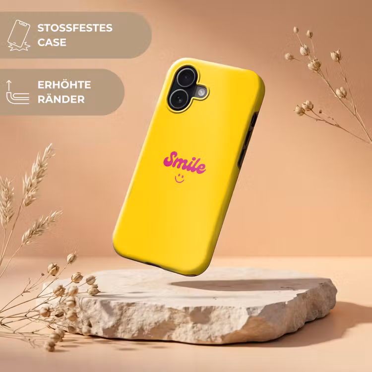 Smile - Geel - Roze Toughcase MagSafe Apple iPhone 17 klein -USP_RandenV_DE