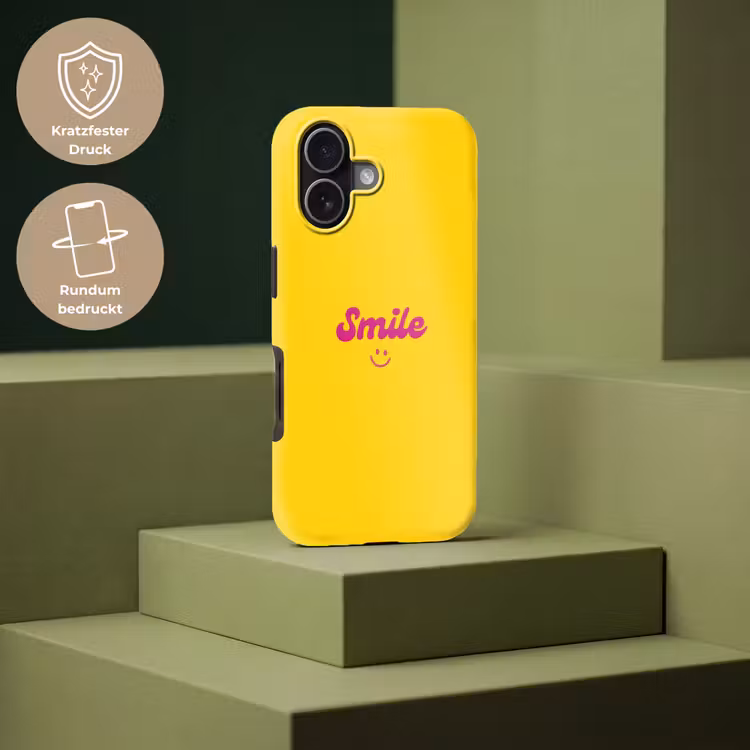Smile - Geel - Roze Toughcase MagSafe Apple iPhone 17 klein -USP_PrintM_DE