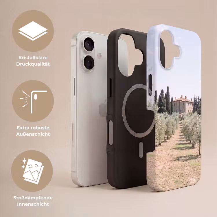 Handyhülle Toughcase - Landhaus – Olivenbaum – Obstgarten - Landhuis - olijfboom - gaard Toughcase MagSafe Apple iPhone 17 klein