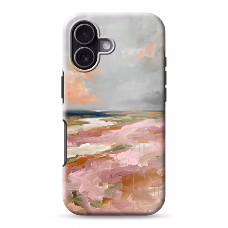 Landschap - Rivier - Abstract - Roze - Groen Toughcase MagSafe Apple iPhone 17 klein -3d