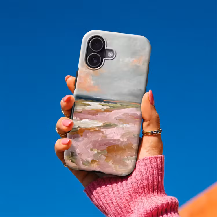 Landschap - Rivier - Abstract - Roze - Groen Toughcase MagSafe Apple iPhone 17 klein -Sfeer1V