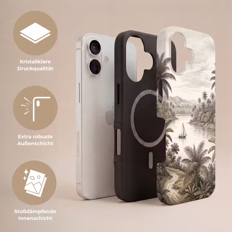 Landschap - Rivier - Boot - Tropisch - Vintage Toughcase MagSafe Apple iPhone 17 klein -USP_Lagen_DE