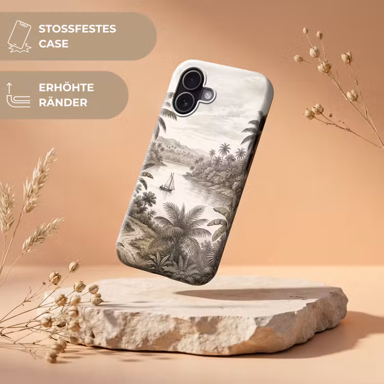 Landschap - Rivier - Boot - Tropisch - Vintage Toughcase MagSafe Apple iPhone 17 klein -USP_RandenV_DE