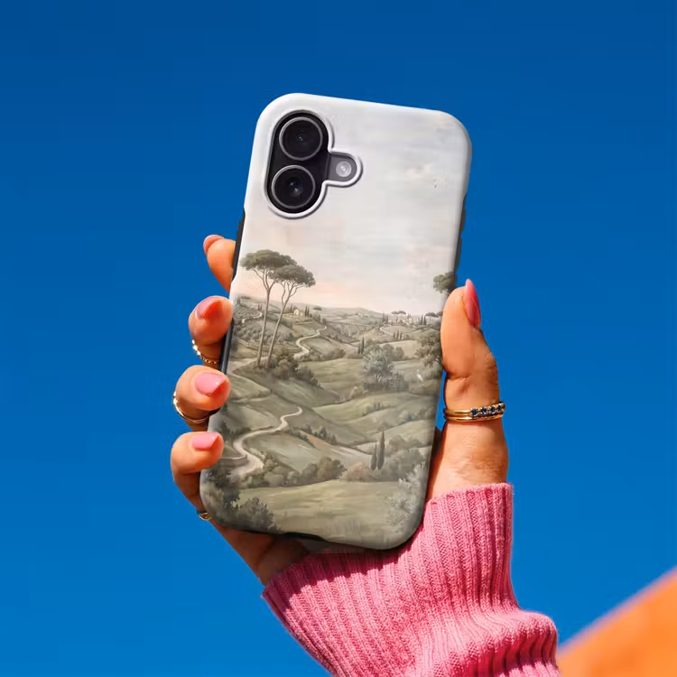 Landschap - Heuvels - Zandpad - Groen Toughcase MagSafe Apple iPhone 17 klein -Sfeer1V