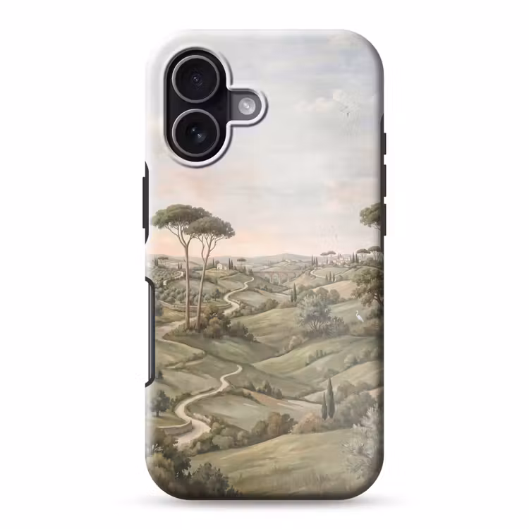 Landschap - Heuvels - Zandpad - Groen Toughcase MagSafe Apple iPhone 17 klein -3d