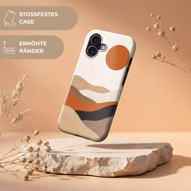 Landschap - Heuvels - Zon - Abstract - Oranje Toughcase MagSafe Apple iPhone 17 klein -USP_RandenV_DE
