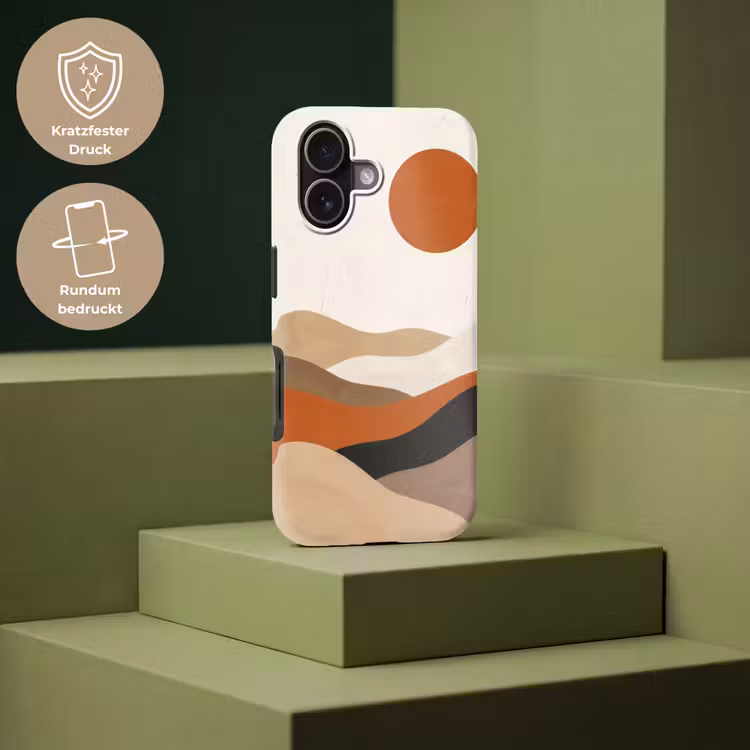 Landschap - Heuvels - Zon - Abstract - Oranje Toughcase MagSafe Apple iPhone 17 klein -USP_PrintM_DE