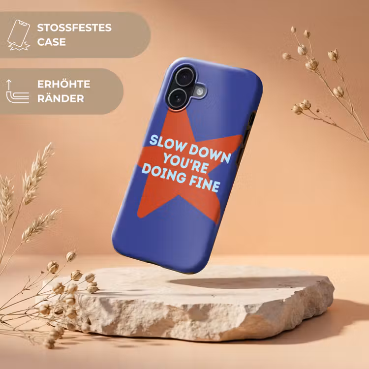 Slow down you're doing fine - Ster - Blauw Toughcase MagSafe Apple iPhone 17 klein -USP_RandenV_DE