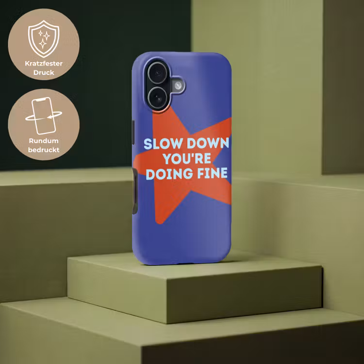 Slow down you're doing fine - Ster - Blauw Toughcase MagSafe Apple iPhone 17 klein -USP_PrintM_DE