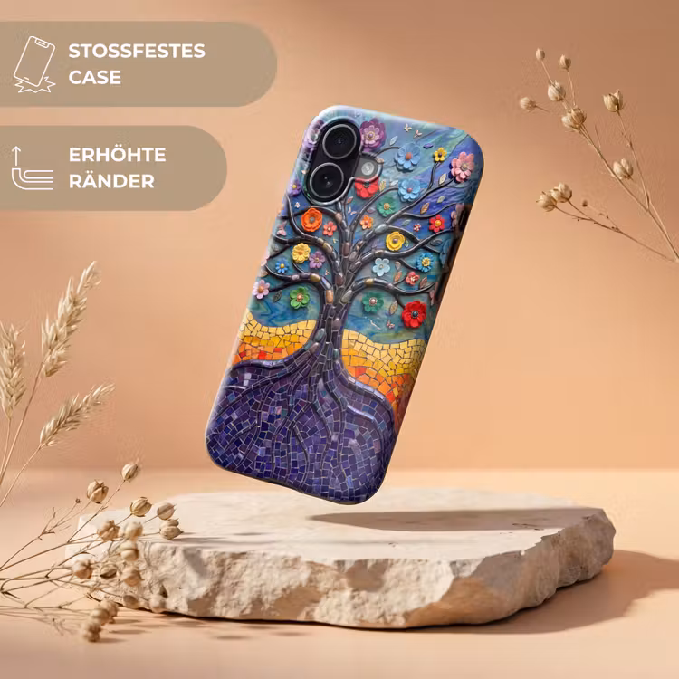 Levensboom - Mozaïek - Bloemen - Kleurrijk - Vrolijk Toughcase MagSafe Apple iPhone 17 klein -USP_RandenV_DE