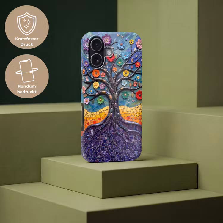 Levensboom - Mozaïek - Bloemen - Kleurrijk - Vrolijk Toughcase MagSafe Apple iPhone 17 klein -USP_PrintM_DE