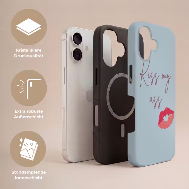 Kiss my ass - Lip - Blauw Toughcase MagSafe Apple iPhone 17 klein -USP_Lagen_DE