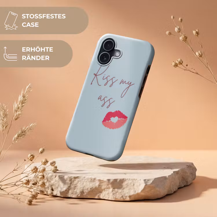 Kiss my ass - Lip - Blauw Toughcase MagSafe Apple iPhone 17 klein -USP_RandenV_DE