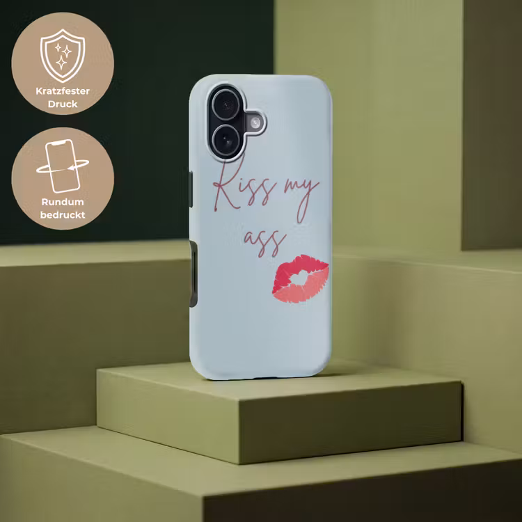 Kiss my ass - Lip - Blauw Toughcase MagSafe Apple iPhone 17 klein -USP_PrintM_DE
