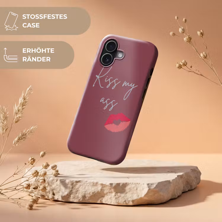 Kiss my ass - Lip - Bordeaux Toughcase MagSafe Apple iPhone 17 klein -USP_RandenV_DE