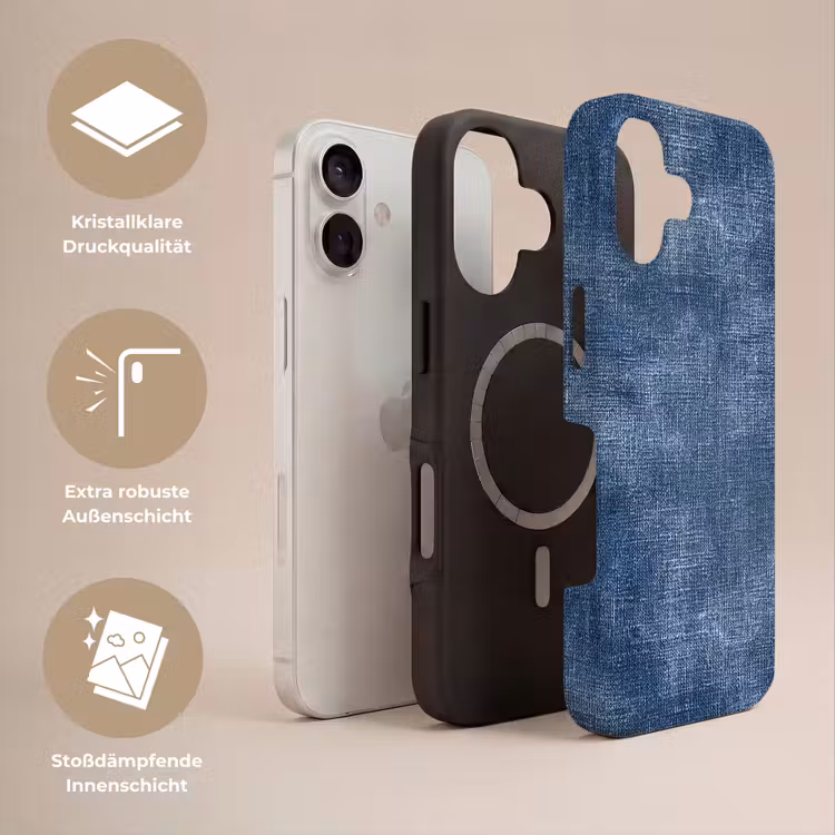 Linnen - Textuur - Patroon - Denim - Rustiek Toughcase MagSafe Apple iPhone 17 klein 1017 -USP_Lagen_DE