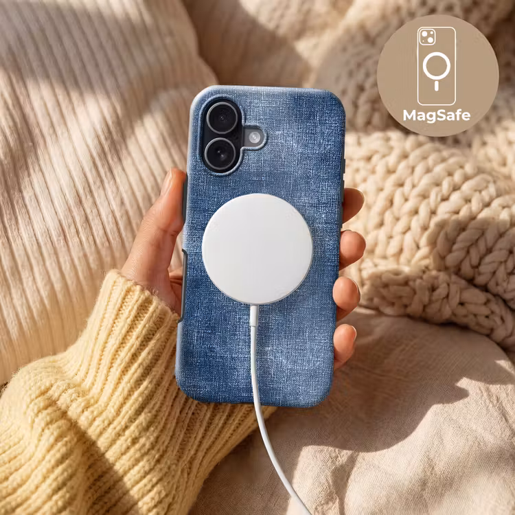 Linnen - Textuur - Patroon - Denim - Rustiek Toughcase MagSafe Apple iPhone 17 klein 1017 -USP_MagsafeV