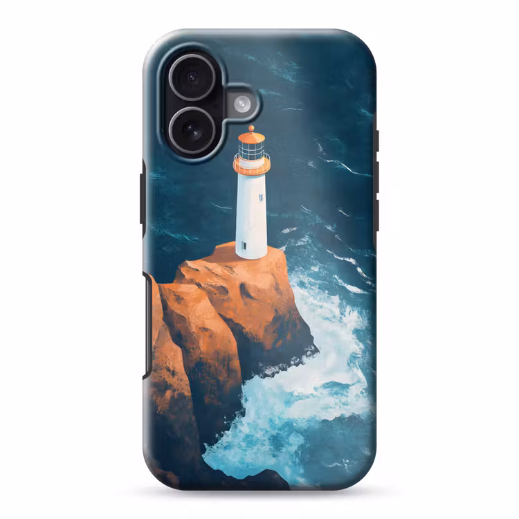 Vuurtoren - Rots - Zee - Golven Toughcase MagSafe Apple iPhone 17 klein -3d