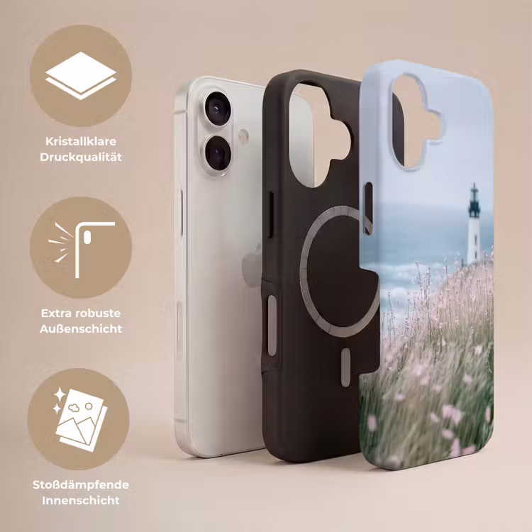 Vuurtoren - Klif - Zee - Bloemen Toughcase MagSafe Apple iPhone 17 klein -USP_Lagen_DE
