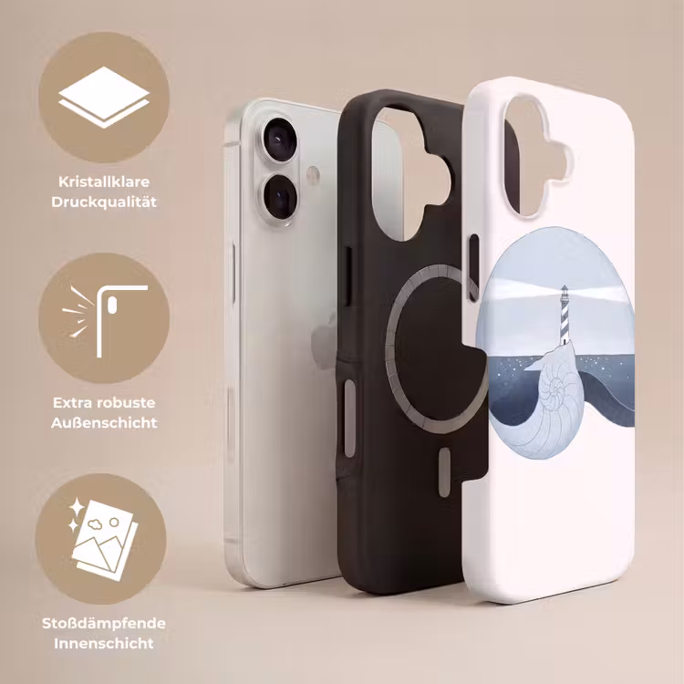 Vuurtoren - Zee - Schelp - Abstract - Blauw Toughcase MagSafe Apple iPhone 17 klein -USP_Lagen_DE