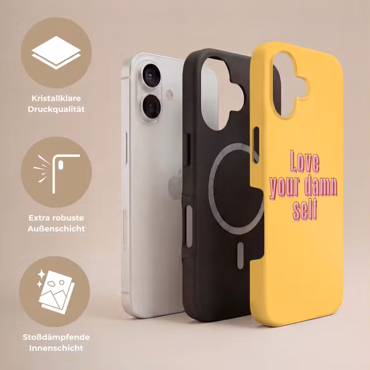 Love yourself - Roze - Geel Toughcase MagSafe Apple iPhone 17 klein -USP_Lagen_DE