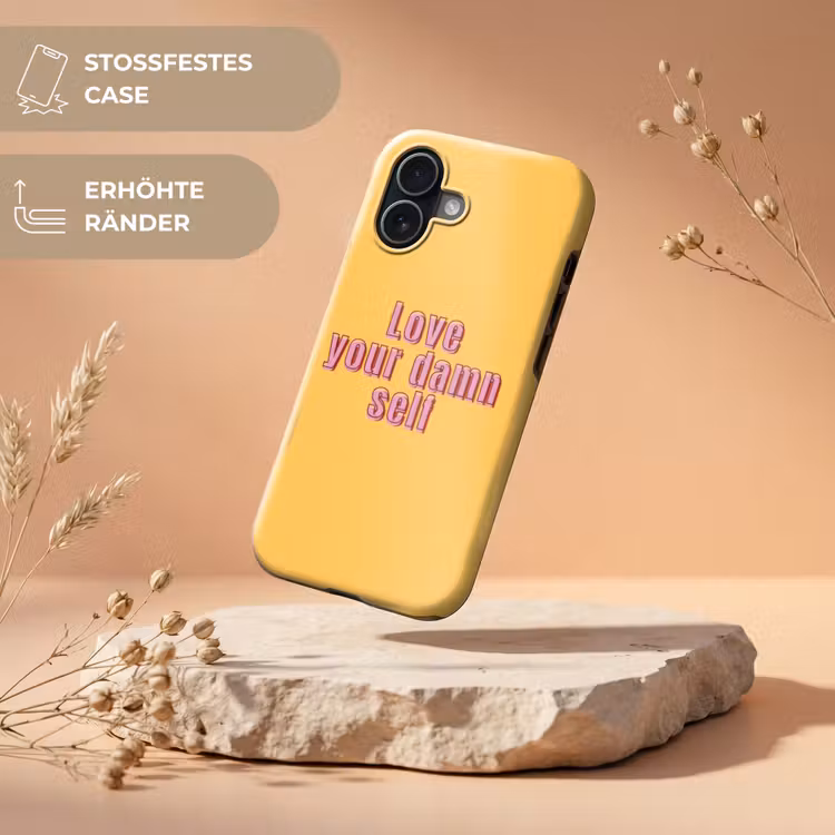 Love yourself - Roze - Geel Toughcase MagSafe Apple iPhone 17 klein -USP_RandenV_DE
