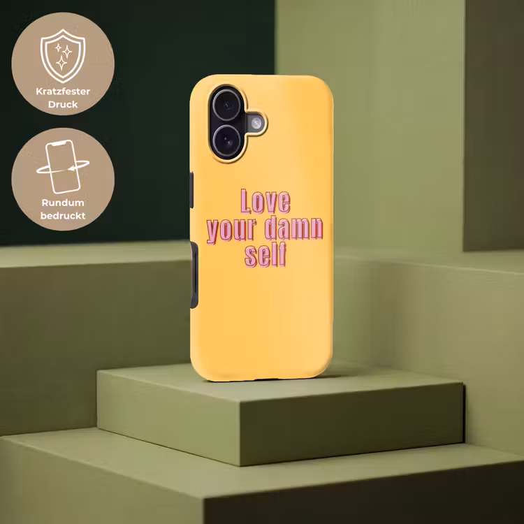 Love yourself - Roze - Geel Toughcase MagSafe Apple iPhone 17 klein -USP_PrintM_DE