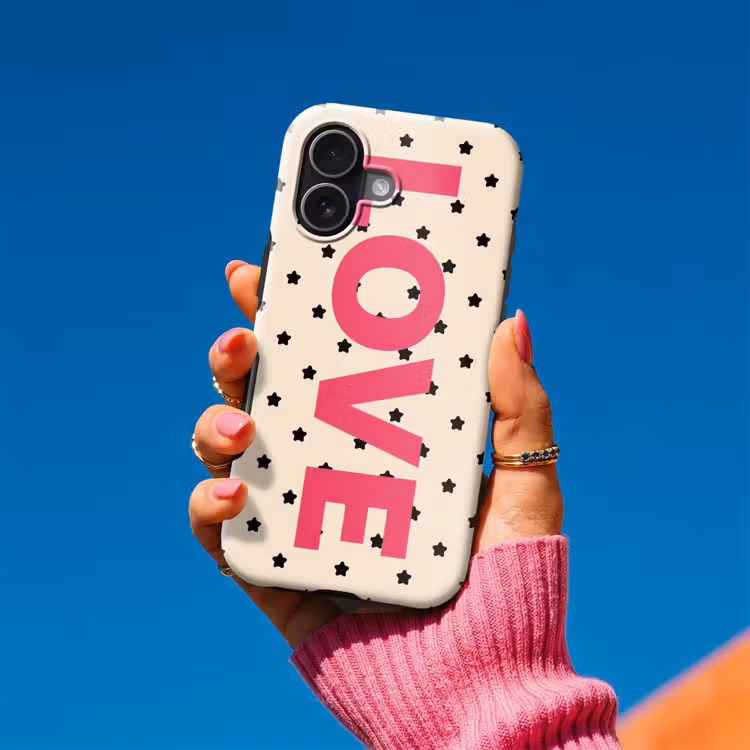 Love - Stippen - Roze Toughcase MagSafe Apple iPhone 17 klein -Sfeer1V